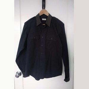Dries Van Noten Navy Button-Down Shirt (18 Neck)